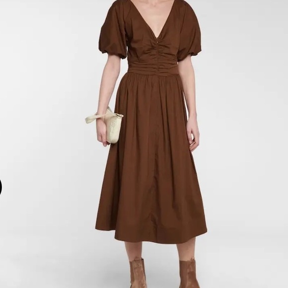 STAUD Dresses & Skirts - NWT Staud Greta Cotton Poplin Midi Dress Size O , Brown